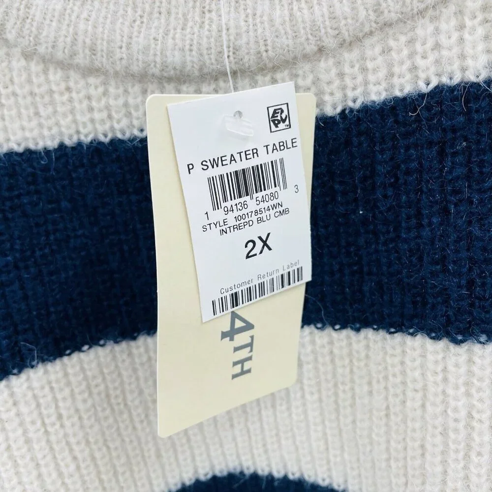 On 34th Womens Plus Size 2X Shaker Crewneck Long-Sleeve‎ Sweater in Blue $59
